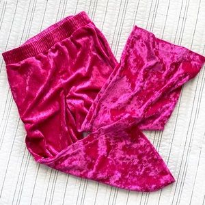 Girls’ Hippie Rockstar Crushed Velvet Culottes In Neon Pink 7/8